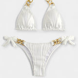 Juostuotas Bikinis Komplektas su Siūlėmis