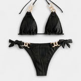 Juostuotas Bikinis Komplektas su Siūlėmis