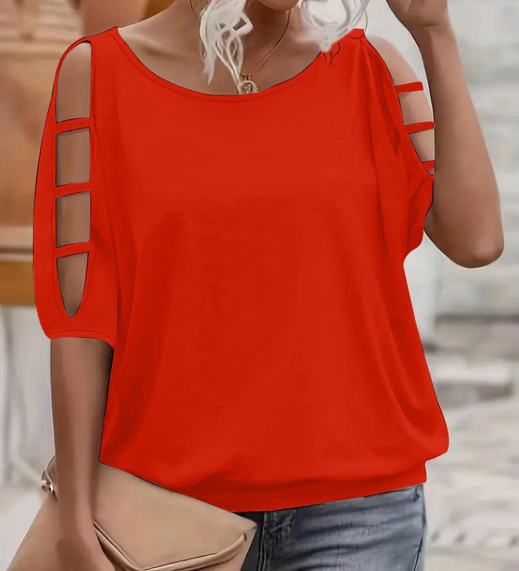 Adel – Elegantiška palaidinė atvirais pečiais ir „cut-out“ detalėmis
