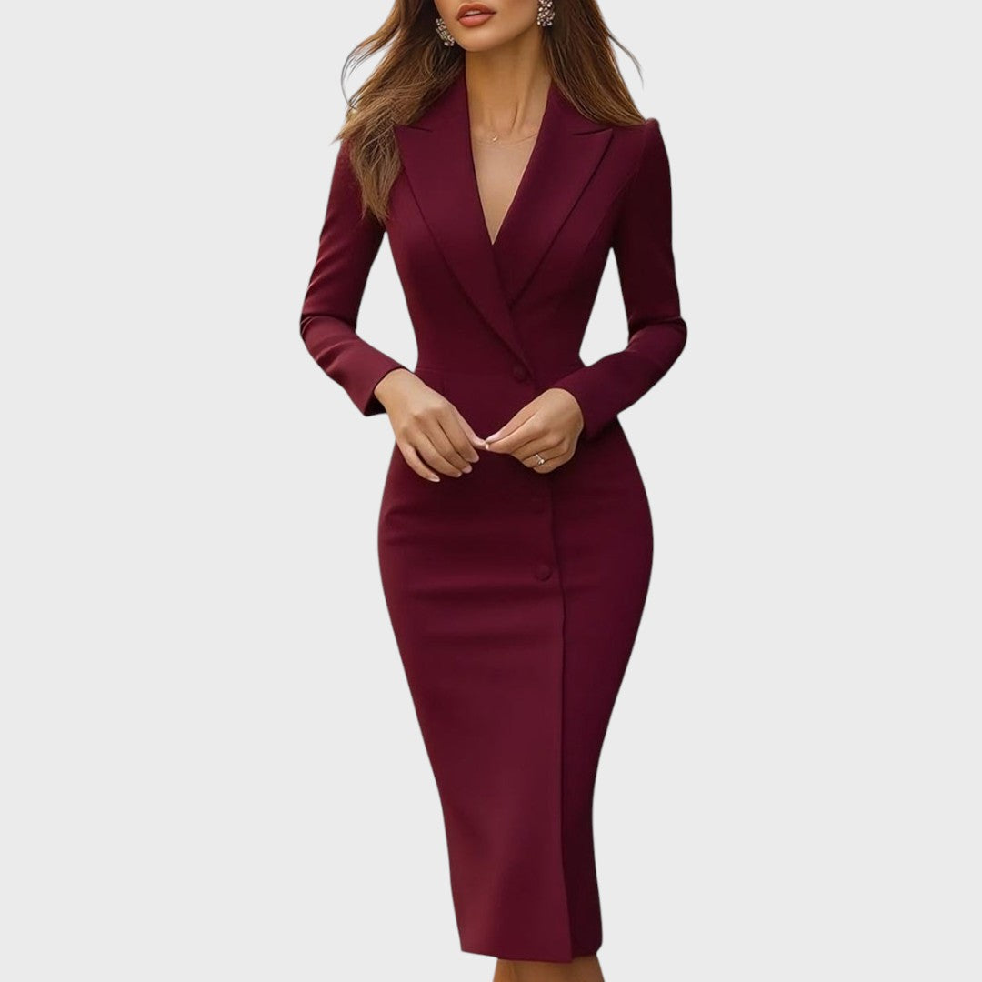 Adelė | Elegantiška midi suknelė švarko stiliaus
